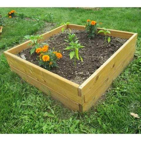 Image of Cedar Wood 3-Ft x 3-Ft x 11-inch Raised Garden Bed Kit - Made in USA