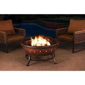 Powder Coated Steel Fire Pit 35-inch with Stand and Screen