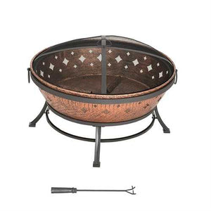 Powder Coated Steel Fire Pit 35-inch with Stand and Screen