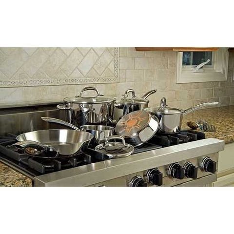 Image of 12-Piece Stainless Steel Cookware Set with Copper Bottom