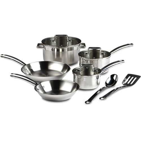 Image of 10-Piece Stainless Steel Cookware Set - Dishwasher Safe