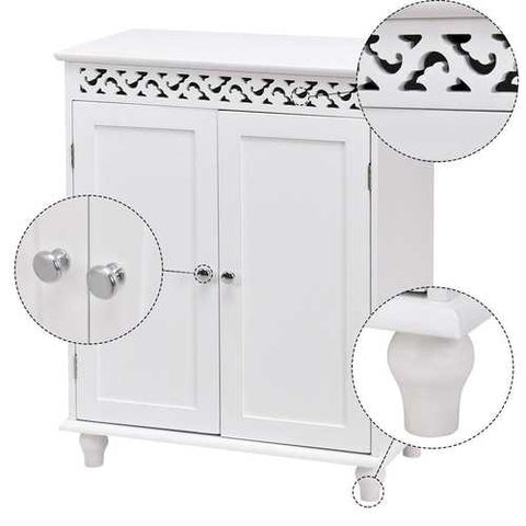 Image of White Modern 2-Door Bathroom Storage Floor Cabinet