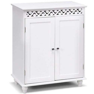 White Modern 2-Door Bathroom Storage Floor Cabinet