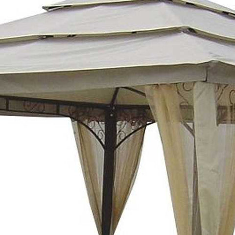 Image of 10-ft x 10-ft Outdoor Steel Frame Gazebo with Mosquito Netting Screen and Canopy