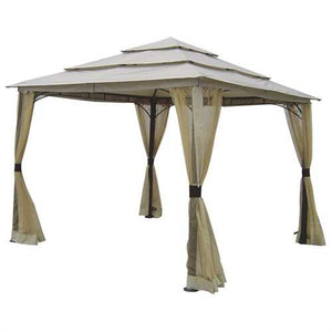 10-ft x 10-ft Outdoor Steel Frame Gazebo with Mosquito Netting Screen and Canopy