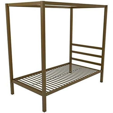 Image of Twin size Modern Steel Canopy Bed Frame in Gold Metal Finish