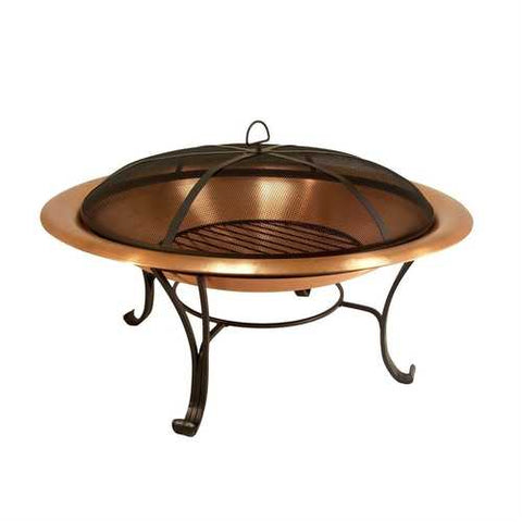 Image of 30-inch Copper Fire Pit with Steel Stand and Sprak Screen