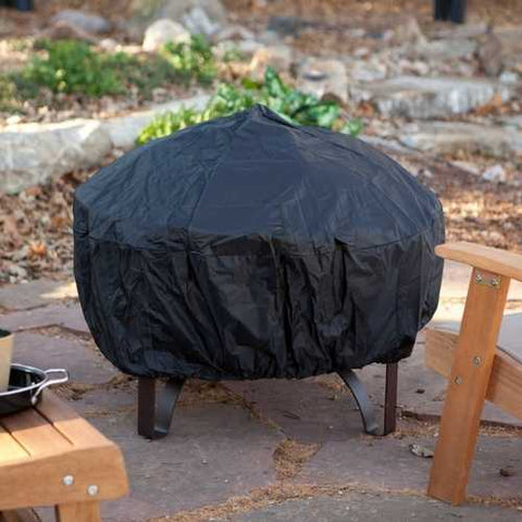 Image of Heavy Duty 34-inch Fire Pit Deep Steel Cauldron with Screen Stand and Cover