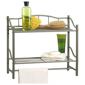 Wall Mounted Bathroom Storage Shelf in Pearl Nickel Metal Finish