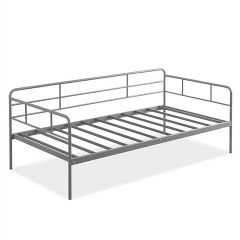 Image of Twin size Modern Grey Metal Daybed Frame with Sturdy Steel Support Slats