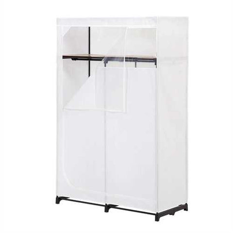 Image of 46-inch White Portable Closet Clothes Organizer Wardrobe