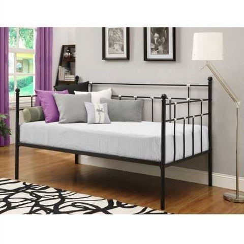 Image of Twin size Black Metal Daybed with Chrome Detailing