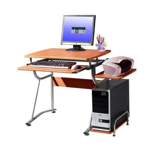 Compact Contemporary Computer Desk in Light Cherry Finish