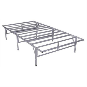 Twin size Steel Platform Bed Frame in Silver Grey Metal Finish