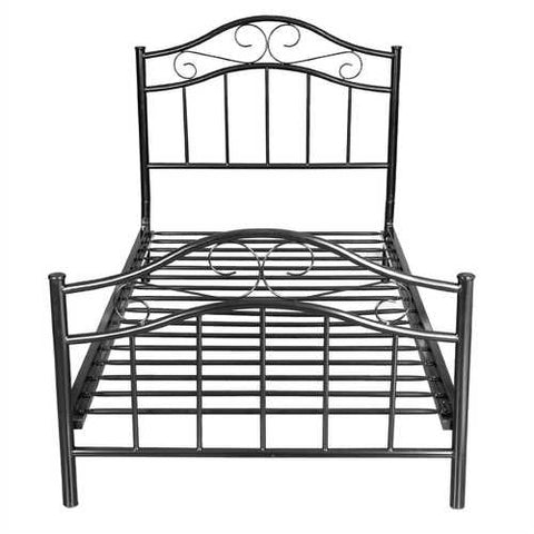 Image of Twin size Simple Black Metal Platform Bed Frame with Headboard and Footboard