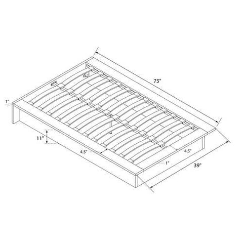 Image of Twin size Modern Black Faux Leather Upholstered Platform Bed Frame with Wood Slats