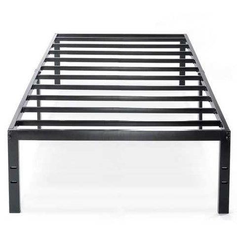 Image of Twin size Black Metal Platform Bed Frame with Headboard Attachment Slots