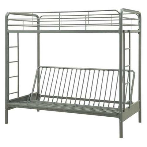 Image of Twin over Full Futon Bunk Bed in Silver Metal Finish