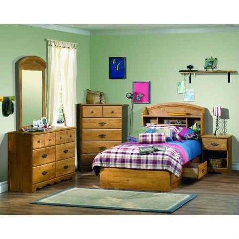 Image of Twin size Arched Bookcase Headboard in Country Pine Finish