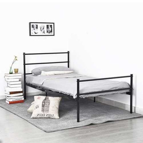 Image of Twin size Black Metal Platform Bed Frame with Headboard and Footboard