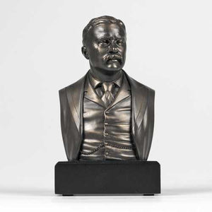 6-inch High Theodore Roosevelt Bust Sculpture Statue in Bronze Finish