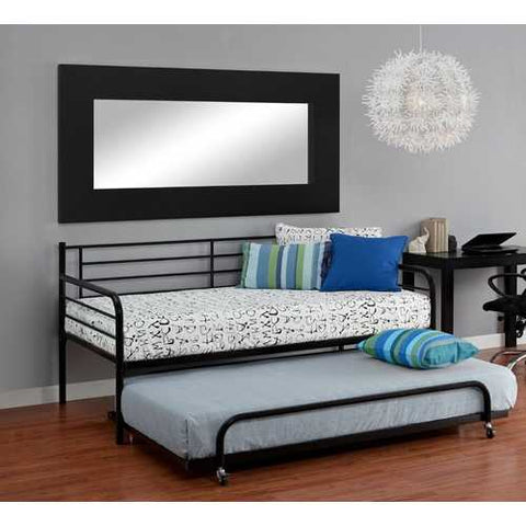 Image of Twin size Roll Out Trundle Bed Frame in Black Metal