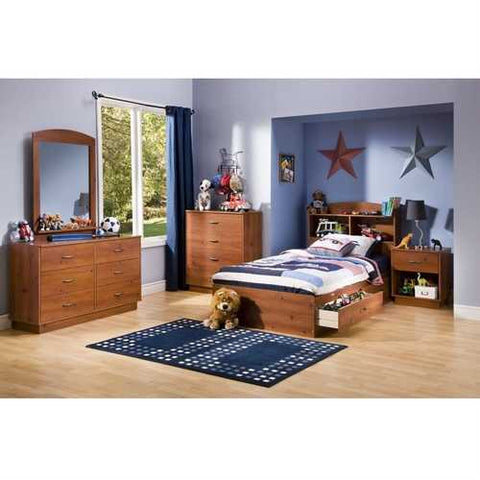 Image of Twin size Platform Bed Daybed with Storage Drawers in Pine Wood Finish