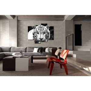 Black and White Tiger 4-Panel Canvas Wall Art Painting Print