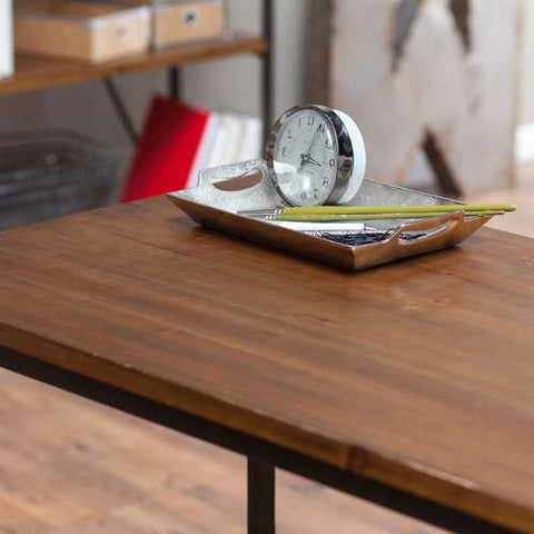 Image of Compact Writing / Computer Desk with Metal Frame and Fir Wood Top