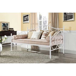 Twin size White Metal Daybed with Scrolling Final Detailing - 600 lb Weight Limit