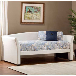 Twin size Day Bed in White Faux Leather Upholstery