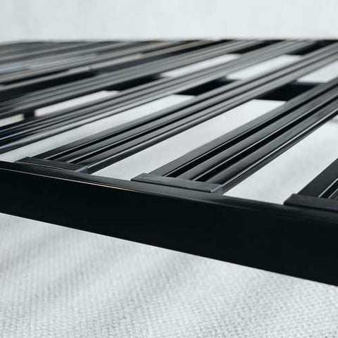 Image of Twin size Sturdy Black Metal Platform Bed Frame with Wide Steel Slats