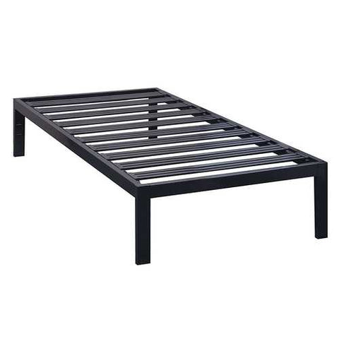 Image of Twin size Sturdy Black Metal Platform Bed Frame with Wide Steel Slats