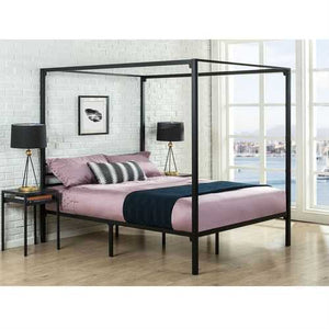 Twin size Modern Black Metal Canopy Bed Frame