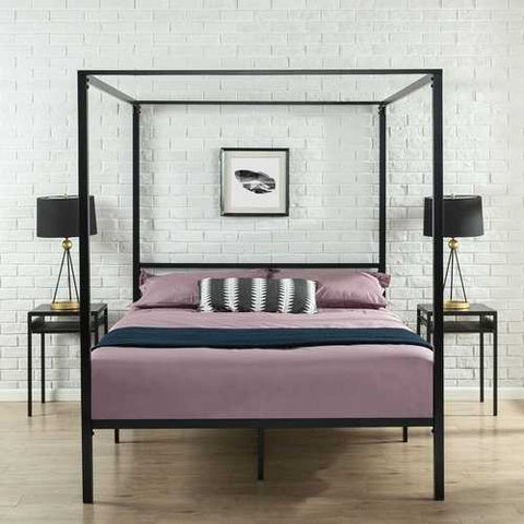 Image of Twin size Modern Black Metal Canopy Bed Frame