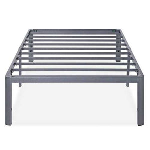 Twin Heavy Duty Platform Bed Frame with Round Corners in Grey Metal