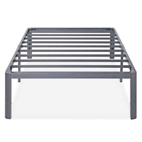 Image of Twin Heavy Duty Platform Bed Frame with Round Corners in Grey Metal