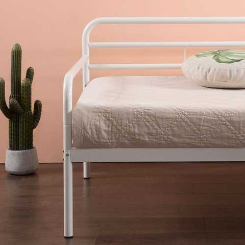 Image of Twin size White Metal Daybed Frame with Steel Support Slats