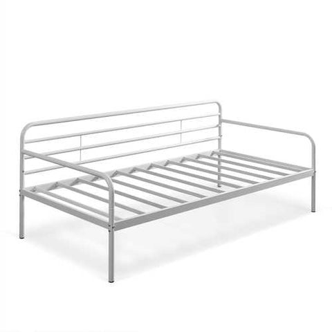 Image of Twin size White Metal Daybed Frame with Steel Support Slats