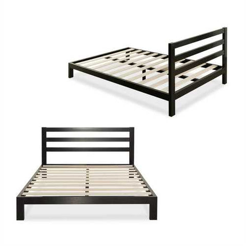 Image of Twin size Modern Metal Platform Bed Frame with Headboard And Wood Support Slats