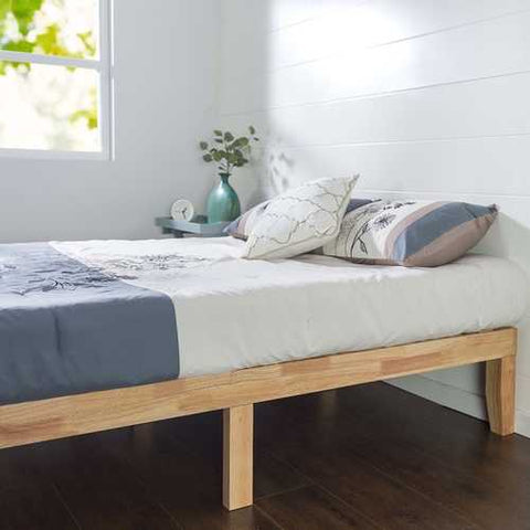 Image of Twin Solid Wood Platform Bed Frame in Natural Finish