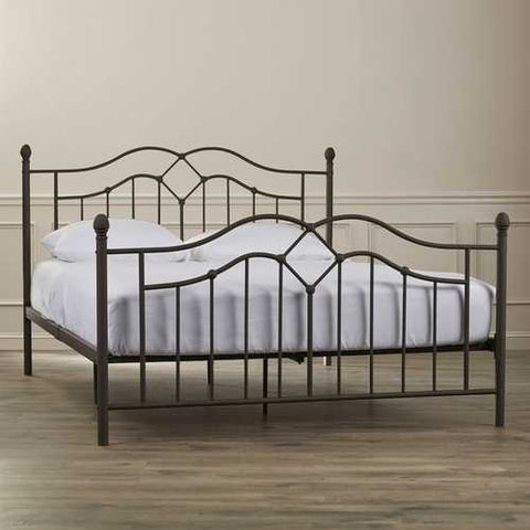 Image of Full size Modern Classic Metal Bed Frame in Brushed Bronze Finish with Headboard and Footboard