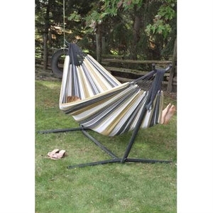 Desert Moon Pattern Cotton Hammock with 9-FT Steel Stand