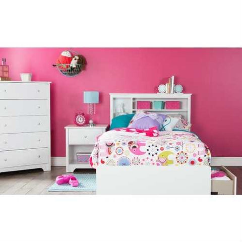 Image of Classic 5-Drawer Bedroom Chest of Drawers in White Wood Finish