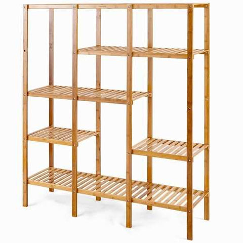 Image of Eco-Friendly Bamboo 4-Shelf Bookcase Storage Rack