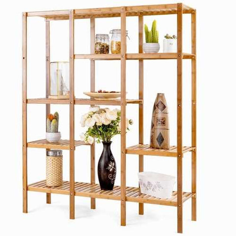 Image of Eco-Friendly Bamboo 4-Shelf Bookcase Storage Rack