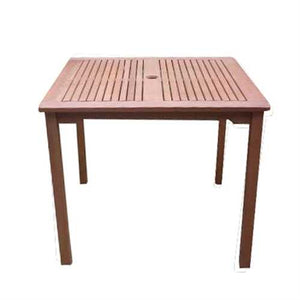 Square 35-inch Outdoor Wooden Patio Dining Table with 2-inch Diameter Umbrella Hole