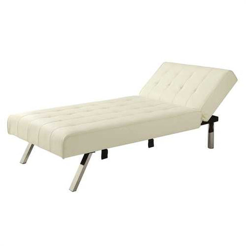 Image of Vanilla Chaise Lounge Sleeper Bed with Contemporary Chrome Legs