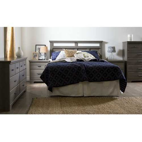 Image of 2-Drawer Bedroom Nightstand in Gray Maple Wood Finish