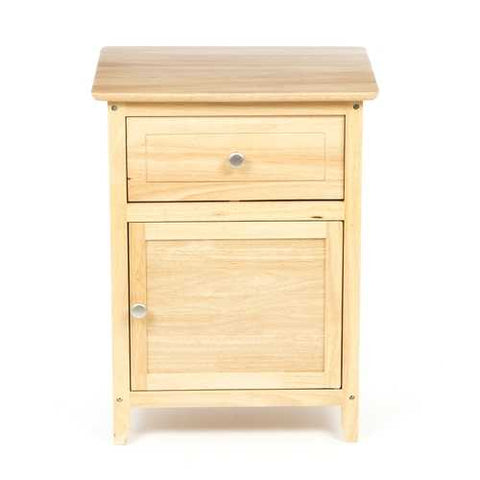 Image of Natural Wood Finish 1-Drawer Bedside Table Cabinet Nightstand